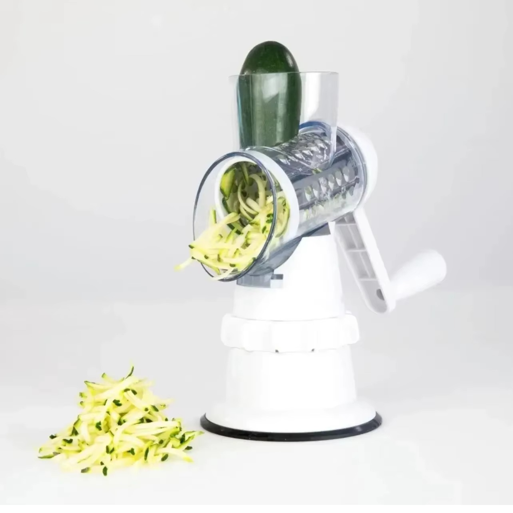 Coupe-Légume Manuel 3 en 1 — Manivelle + Ventouse | Tranche, Râpe, Émince