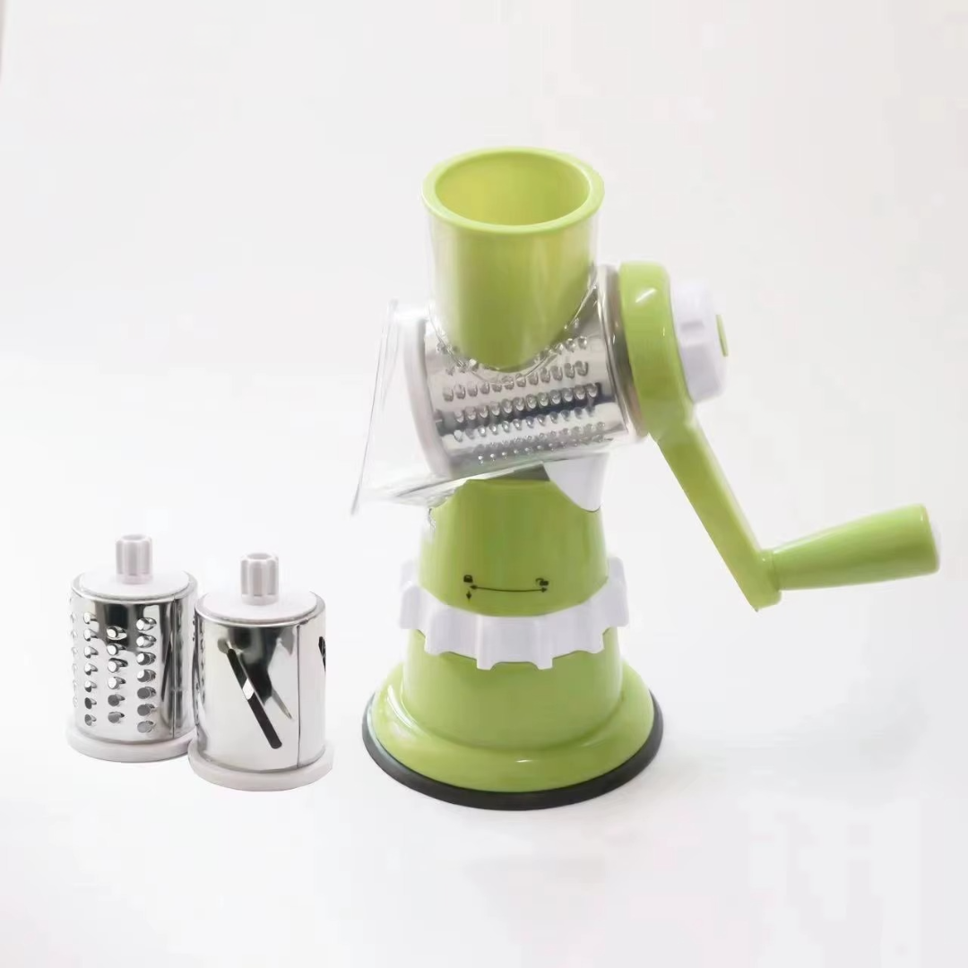 Coupe-Légume Manuel 3 en 1 — Manivelle + Ventouse | Tranche, Râpe, Émince