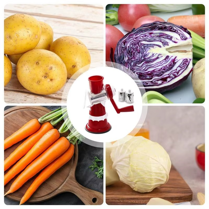 Coupe-Légume Manuel 3 en 1 — Manivelle + Ventouse | Tranche, Râpe, Émince